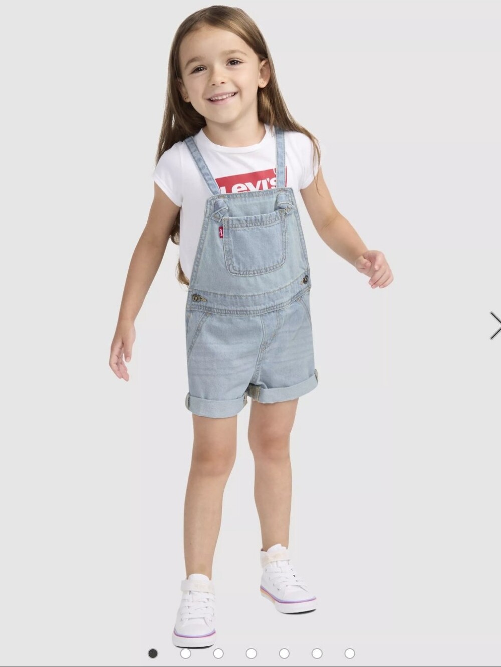 Levi's Girls' Light Wash Denim Short Overalls - Light Blue